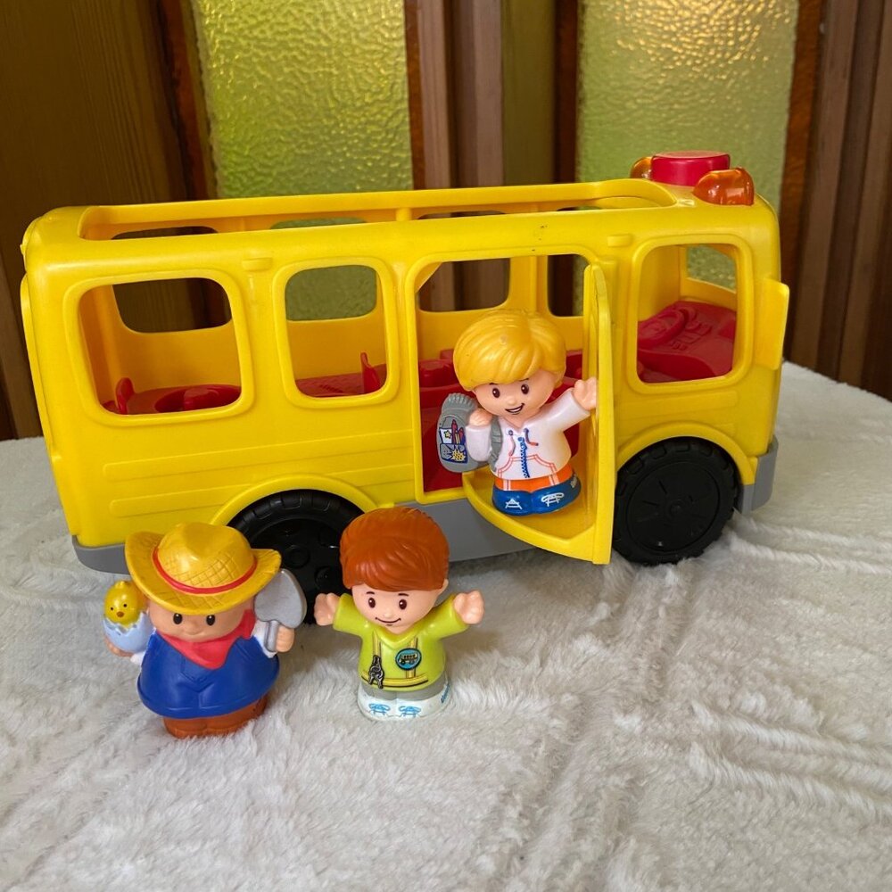 Fisher-Price Little People School Bus Toy With Lights And Sounds, 3 Figures, Tod